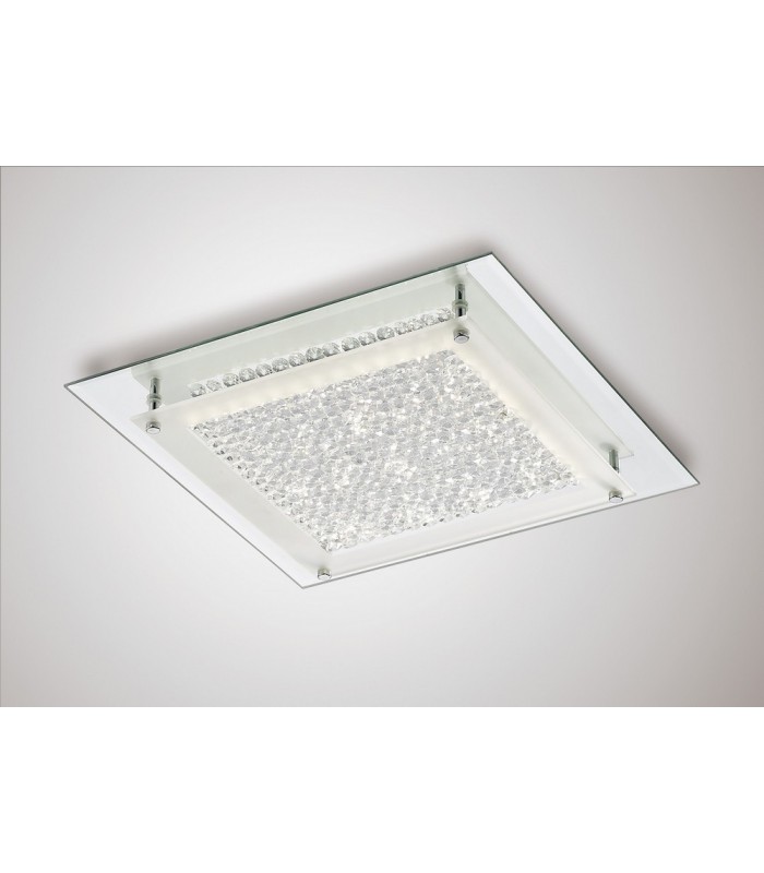 LED Flush Ceiling Light, 360mm Square, 18W 1440lm 4000K Polished Chrome, Crystal - 2