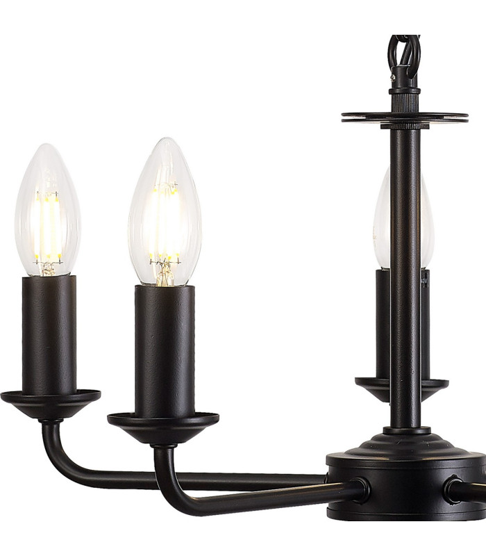 Banyan 45cm 5 Light Multi Arm Pendant Without Shade 1.5m Chain E14 Matt Black-7