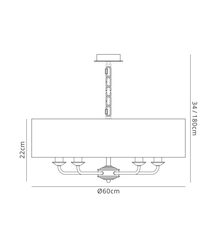 Banyan 5 Light Multi Arm Pendant E14 Polished Chrome With 60cm x 15cm Faux Silk Shade White-3