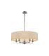 Banyan 5 Light Multi Arm Pendant E14 Polished Chrome With 60cm x 15cm Faux Silk Shade Ivory Pearl/White Laminate-1