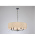 Banyan 5 Light Multi Arm Pendant E14 Polished Chrome With 60cm x 15cm Faux Silk Shade Ivory Pearl/White Laminate-2