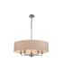 Banyan 5 Light Multi Arm Pendant E14 Polished Chrome With 60cm x 15cm Dual Faux Silk Shade Nude Beige/Moonlight-1