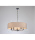 Banyan 5 Light Multi Arm Pendant E14 Polished Chrome With 60cm x 15cm Dual Faux Silk Shade Nude Beige/Moonlight-2
