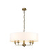 Banyan 5 Light Multi Arm Pendant E14 Antique Brass With 60cm x 22cm Faux Silk Shade White-1