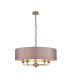 Banyan 5 Light Multi Arm Pendant E14 Antique Brass With 60cm x 15cm Faux Silk Shade Grey-1