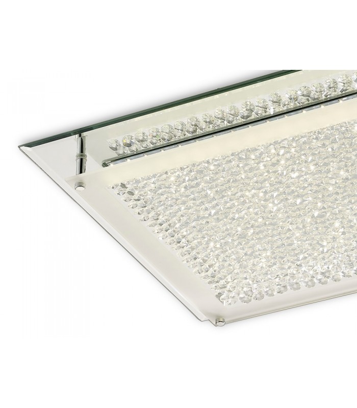 LED Flush Ceiling Light, 420mm Square, 21W 1680lm 4000K Polished Chrome, Crystal - 4