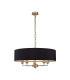 Banyan 5 Light Multi Arm Pendant E14 Antique Brass With 60cm x 15cm Faux Silk Shade black-1
