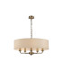 Banyan 5 Light Multi Arm Pendant E14 Antique Brass With 60cm x 15cm Faux Silk Shade Ivory Pearl/White Laminate-1