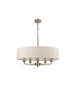 Banyan 5 Light Multi Arm Pendant E14 Antique Brass With 60cm x 15cm Faux Silk Shade Ivory Pearl/White Laminate-4