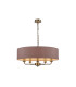 Banyan 5 Light Multi Arm Pendant E14 Antique Brass With 60cm x 15cm Dual Faux Silk Shade Taupe/Halo Gold-1