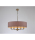 Banyan 5 Light Multi Arm Pendant E14 Antique Brass With 60cm x 15cm Dual Faux Silk Shade Taupe/Halo Gold-2