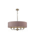 Banyan 5 Light Multi Arm Pendant E14 Antique Brass With 60cm x 15cm Dual Faux Silk Shade Taupe/Halo Gold-4