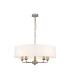 Banyan 5 Light Multi Arm Pendant E14 Satin Nickel With 60cm x 15cm Faux Silk Shade White-1