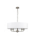 Banyan 5 Light Multi Arm Pendant E14 Satin Nickel With 60cm x 15cm Faux Silk Shade White-4