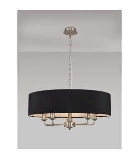 Banyan 5 Light Multi Arm Pendant E14 Satin Nickel With 60cm x 15cm Faux Silk Shade black-2