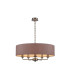 Banyan 5 Light Multi Arm Pendant E14 Satin Nickel With 60cm x 15cm Dual Faux Silk Shade Taupe/Halo Gold-1