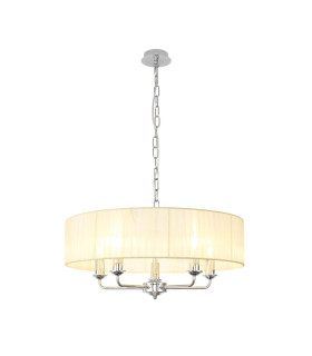 Banyan 5 Light Multi Arm Pendant With 60cm x 15cm Organza Shade Polished Chrome/Cream-1