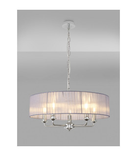 Banyan 5 Light Multi Arm Pendant With 60cm x 15cm Organza Shade Polished Chrome/Grey-2