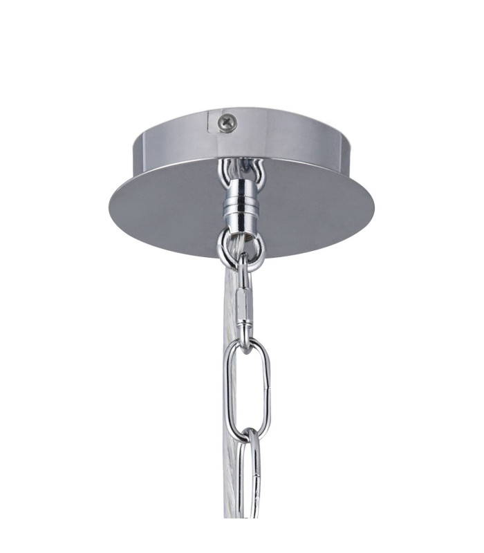 Banyan 5 Light Multi Arm Pendant With 60cm x 15cm Organza Shade Polished Chrome/Soft Bronze-7