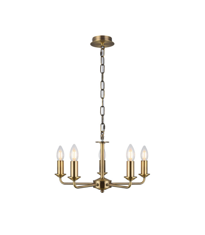 Banyan 5 Light Multi Arm Pendant With 60cm x 15cm Organza Shade Antique Brass/Soft Bronze-7