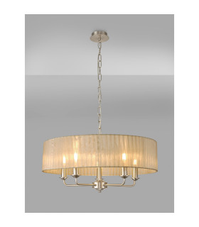 Banyan 5 Light Multi Arm Pendant With 60cm x 15cm Organza Shade Satin Nickel/Soft Bronze-2