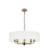 Banyan 5 Light Multi Arm Pendant With 60cm x 15cm Faux Silk Fabric Shade Champagne Gold/White-4