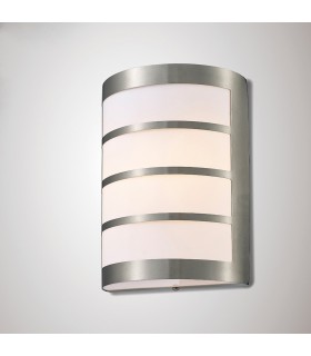 Flush Wall Lamp 1 Light E27 IP44 Exterior Louvre Design Stainless Steel, Opal - 2