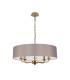 Banyan 5 Light Multi Arm Pendant With 60cm x 15cm Faux Silk Fabric Shade Champagne Gold/Grey-4