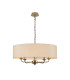Banyan 5 Light Multi Arm Pendant With 60cm x 15cm Faux Silk Fabric Shade Champagne Gold/Ivory Pearl-1