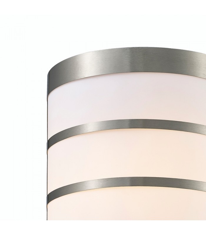 Flush Wall Lamp 1 Light E27 IP44 Exterior Louvre Design Stainless Steel, Opal - 4