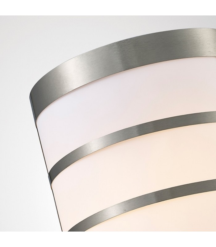 Flush Wall Lamp 1 Light E27 IP44 Exterior Louvre Design Stainless Steel, Opal - 5