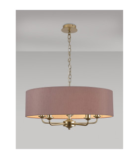 Banyan 5 Light Multi Arm Pendant With 60cm x 15cm Dual Faux Silk Fabric Shade Champagne Gold/Taupe-2