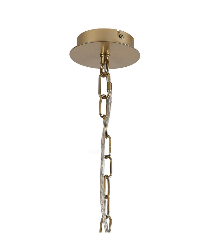 Banyan 5 Light Multi Arm Pendant With 60cm x 15cm Organza Shade Champagne Gold/Cream-5