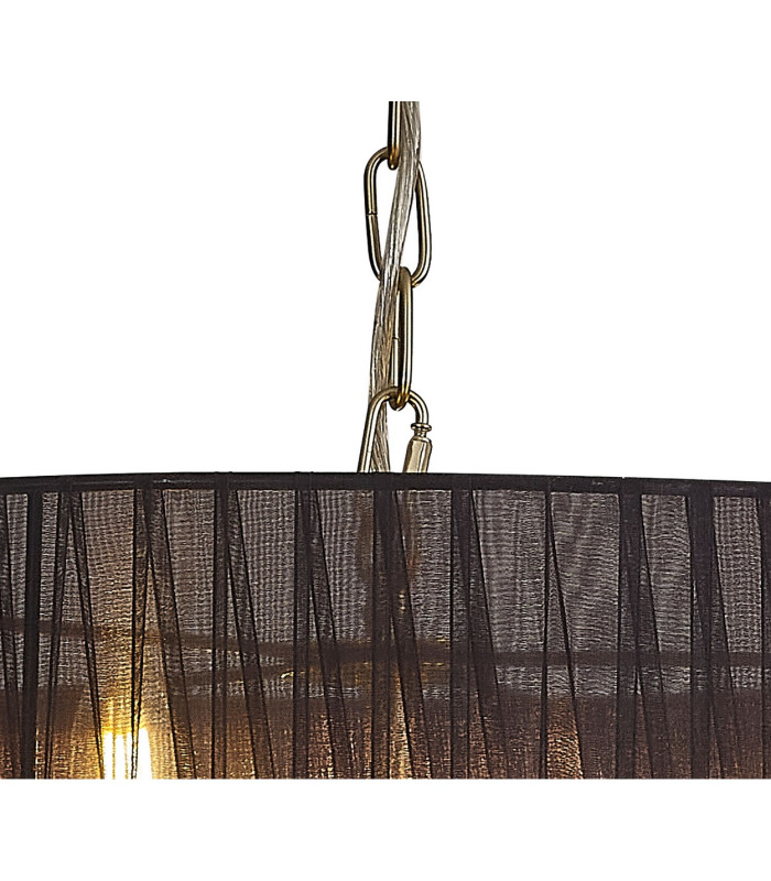Banyan 5 Light Multi Arm Pendant With 60cm x 15cm Organza Shade Champagne Gold/Black-6