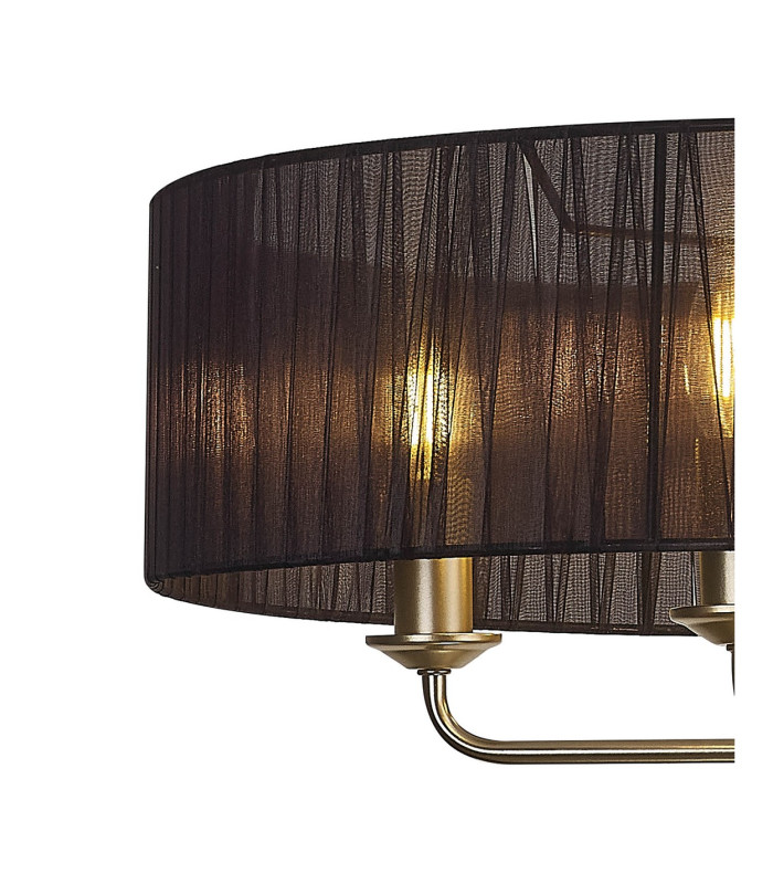 Banyan 5 Light Multi Arm Pendant With 60cm x 15cm Organza Shade Champagne Gold/Black-7