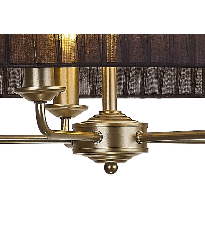 Banyan 5 Light Multi Arm Pendant With 60cm x 15cm Organza Shade Champagne Gold/Black-8