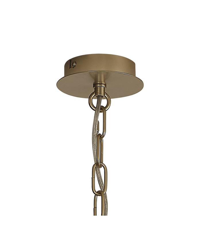 Banyan 5 Light Multi Arm Pendant With 60cm x 15cm Organza Shade Champagne Gold/Grey-5