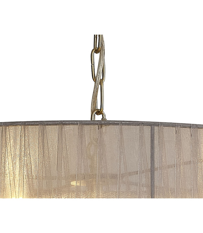 Banyan 5 Light Multi Arm Pendant With 60cm x 15cm Organza Shade Champagne Gold/Grey-6