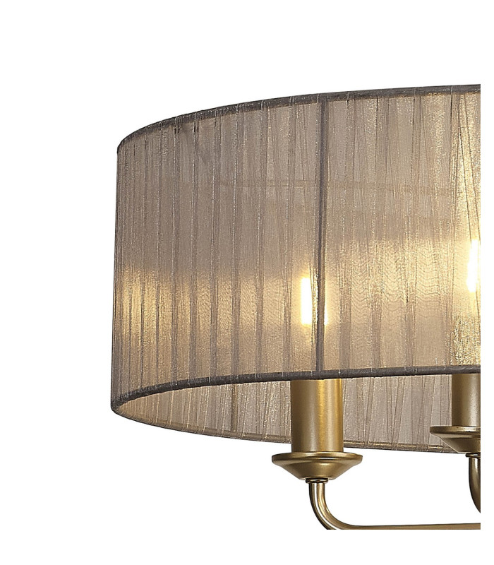 Banyan 5 Light Multi Arm Pendant With 60cm x 15cm Organza Shade Champagne Gold/Grey-7
