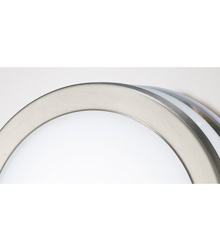 Round LED Flush Ceiling Light, Wall Lamp 2.4W 4000K IP44 Exterior Plain Design Stainless Steel, Opal - 5