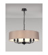 Banyan 5 Light Multi Arm Pendant With 60cm x 15cm Faux Silk Fabric Shade Matt Black/Grey-2