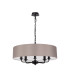 Banyan 5 Light Multi Arm Pendant With 60cm x 15cm Faux Silk Fabric Shade Matt Black/Grey-4