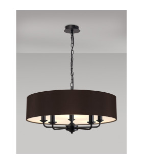 Banyan 5 Light Multi Arm Pendant With 60cm x 15cm Faux Silk Fabric Shade Matt Black/Black-2