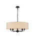 Banyan 5 Light Multi Arm Pendant With 60cm x 15cm Faux Silk Fabric Shade Matt Black/Ivory Pearl-1