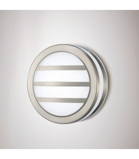Round LED Flush Ceiling Light, Wall Lamp 2.4W IP44 Exterior Louvre Design Stainless Steel, Opal - 2