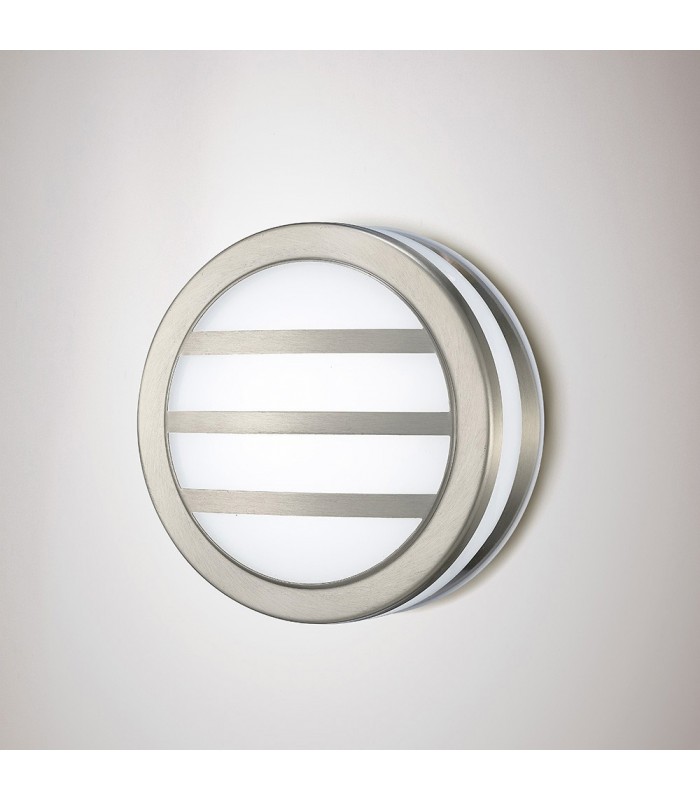 Round LED Flush Ceiling Light, Wall Lamp 2.4W IP44 Exterior Louvre Design Stainless Steel, Opal - 2