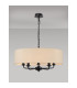 Banyan 5 Light Multi Arm Pendant With 60cm x 15cm Faux Silk Fabric Shade Matt Black/Ivory Pearl-2