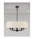 Banyan 5 Light Multi Arm Pendant With 60cm x 15cm Faux Silk Fabric Shade Matt Black/Ivory Pearl-11