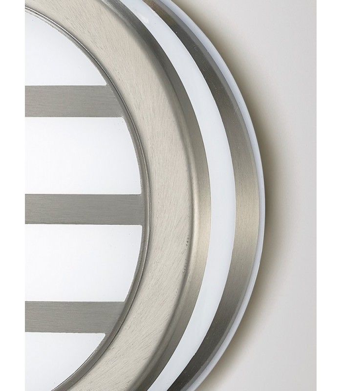 Round LED Flush Ceiling Light, Wall Lamp 2.4W IP44 Exterior Louvre Design Stainless Steel, Opal - 6
