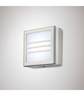 Square LED Flush Ceiling Light, Wall Lamp 2.4W IP44 Exterior Louvre Design Stainless Steel, Opal - 2